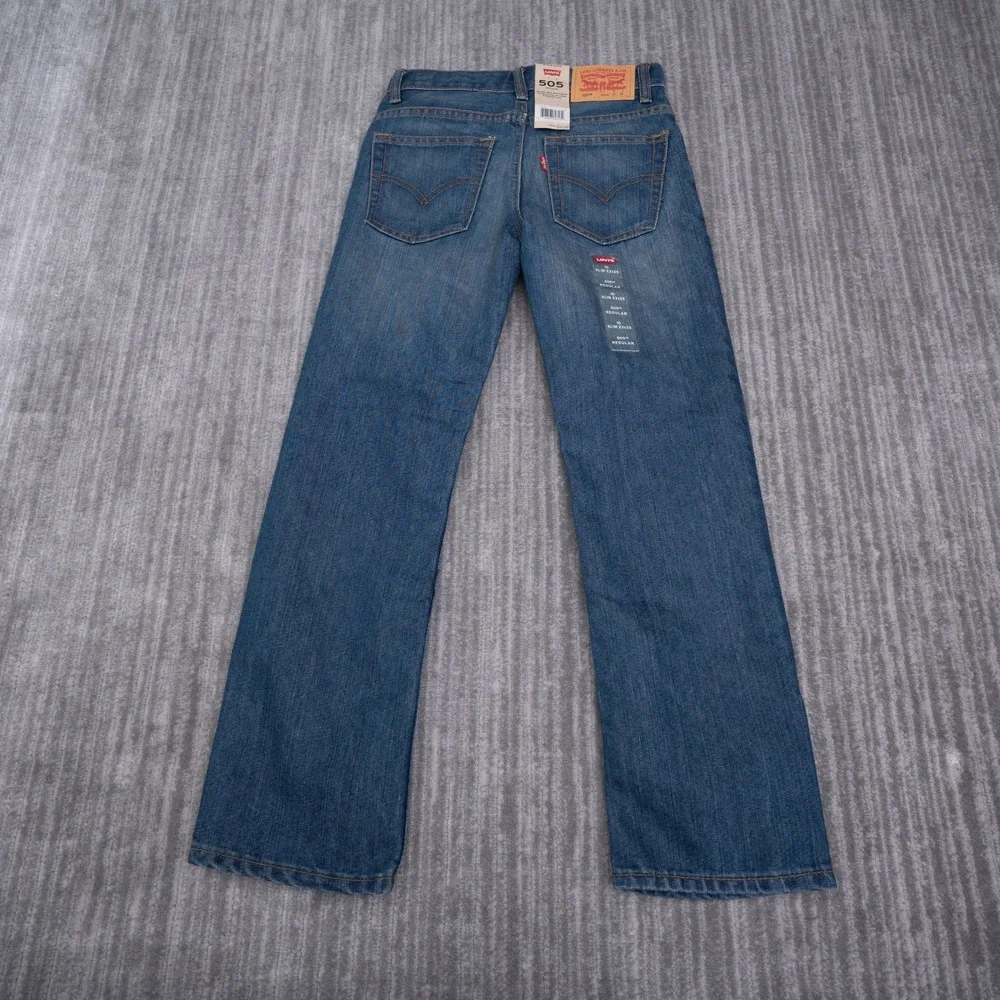 Levis 505 Regular Straight Leg Jeans Boy 10 Slim 23x25 Fit 26x26 Medium Wash NWT